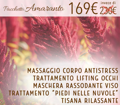 Pacchetto Amaranto: Massaggio Corpo Antistress + Trattamento Lifting Occhi + Maschera Rassodante Viso + Trattamento 