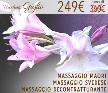 Pacchetto Giglio: Massaggio Maori + Massaggio Svedese + Massaggio Decontratturante Pacchetto Giglio: Massaggio Maori + Massaggio Svedese + Massaggio Decontratturante